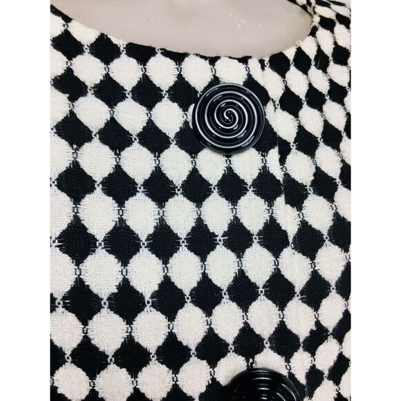Vintage 80s Jackie Bernard MOD Monochrome Dress Coat Women's Size M/L - Picture 3 of 9